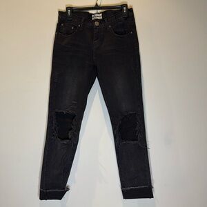 One Teaspoon Truckers Mid Waist Straight Leg Denim Jeans - Faded Black - Size 26